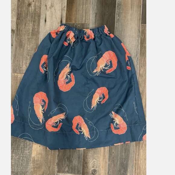 (?) HANDMADE UNIQUE RARE CHATHAM HOUSE PRAWN / SHRIMP PRINT COASTAL MIDI SKIRT - Picture 2 of 11